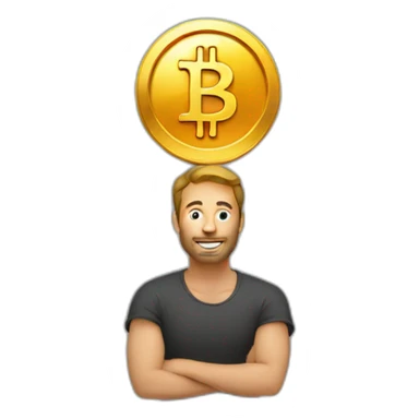 Man holding bitcoin above his head sticker