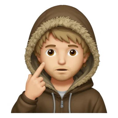 Moreno greñudo con capucha cuba la cara para el dedo sticker