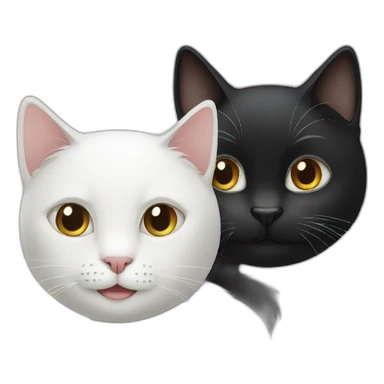 1 only white cat, and 1 only black cat smiling sticker