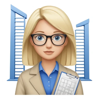 Blonde avec yeux bleus qui est architecte , cheveux lisses sticker