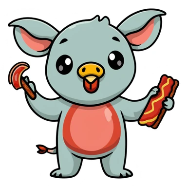 hungry Stitch with bacon sticker