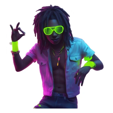 Rave party dancing neon smoking sticker
