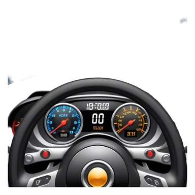 An icon showing a racing game interface, inspired by Grand Turismo. The design features a garage with a selection of high-performance cars, along with race track visuals in the background. Speedometer, lap timer, and other HUD elements add to the excitement. Transparent background sticker