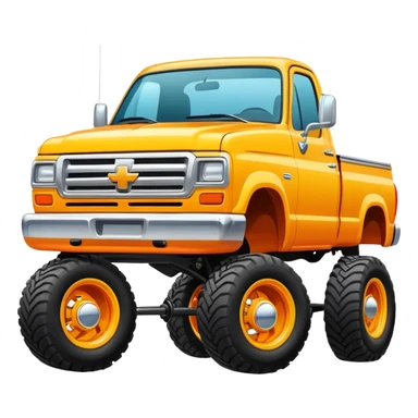 squatted truck with exaggerated lifted front and lowered rear, bold and playful style sticker
