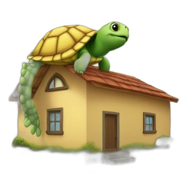 une tortue sur le  toi d'une maison sticker