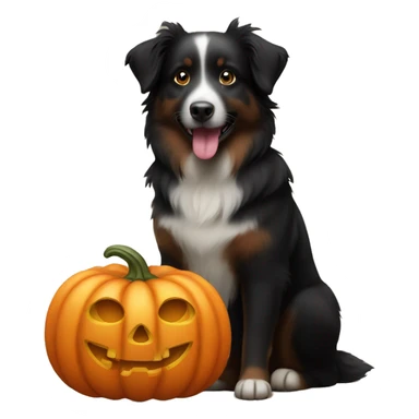black australian shepherd dog in a pumpkin sticker