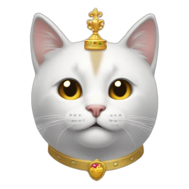 Gato blanco y negro con una corona dorada giñando un ojo sticker