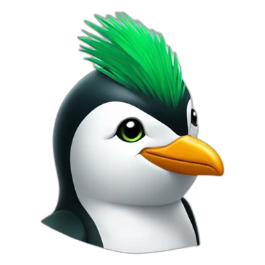 penguin head with green mowhawk sticker