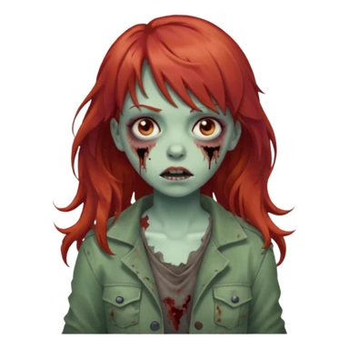 Uma zumbi garota com cabelo vermelho ondulado, medio e franja reta sticker