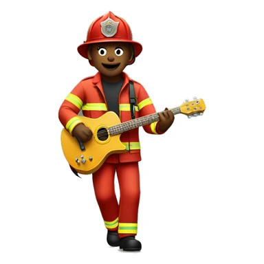 A firefighter jamming to music sticker
