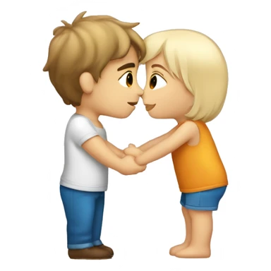 Blonde blue eyed girl giving tanned brown haired boy a kiss on the cheek sticker