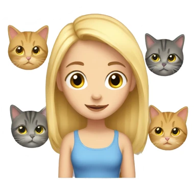 Blond Girl with six cats  sticker