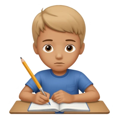 boy writing on a notebook sticker