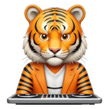 Un tigre enfadado con una mesa de dj  sticker