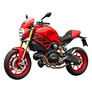 Ducati Monster motorcycle, simplified details, red and black color scheme, emoji style sticker