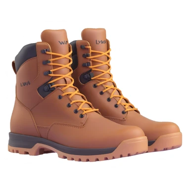 Lowa military tactical hiking boots, rugged brown leather sticker