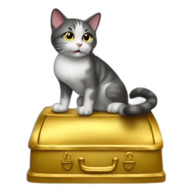 cat secretary sitting on top of the gold cloud sticker