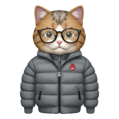 Cat with a puffer jacket on and some Jordan’s on and glasses  sticker