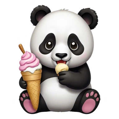 Panda eating ice cream sticker