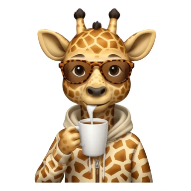girraf with a hodie and sunglases drinking out of cup sticker