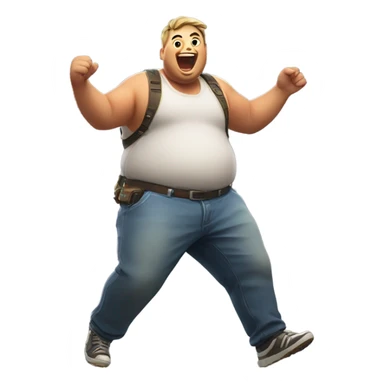 Fat guy doing Fortnite emote sticker