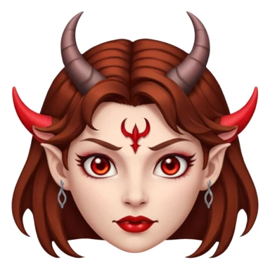demon queen woman with horns and brown hair sticker