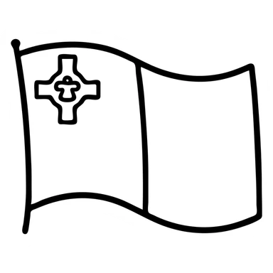 Make the Malta flag appear as if it is waving in the wind, keep the white and red vertical halves and the George Cross in the upper left, preserve the minimal vector style with no background. sticker
