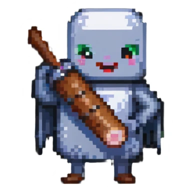 happy sausage character with a bat sticker