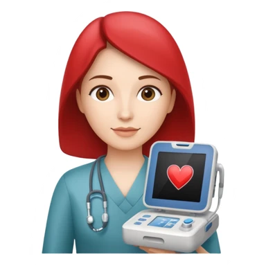 Cardiac sonographer with Philips ultrasound machine sticker