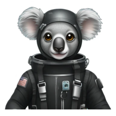 koala in black diving suit sticker