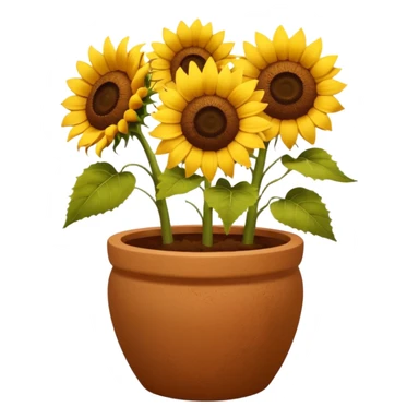 sun flowers in a clay pot sticker
