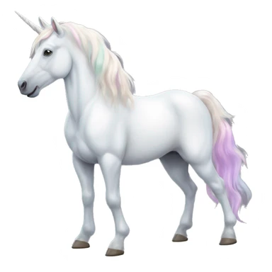 Fullbody realistic four-legged White unicorn with pastel color mane  sticker