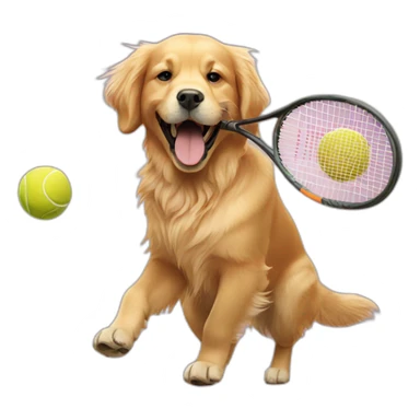 Golden retriever playing tennis sticker