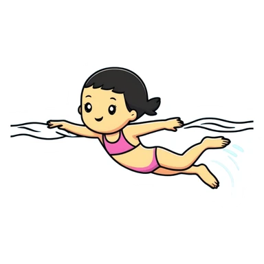 girl swimming sticker
