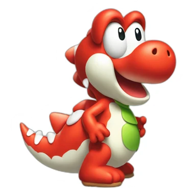 YOSHI from MARIO with red shoes on sticker