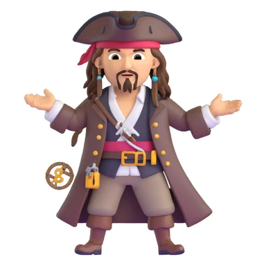 Captain Jack Sparrow as a serious coder with code symbols floating around sticker
