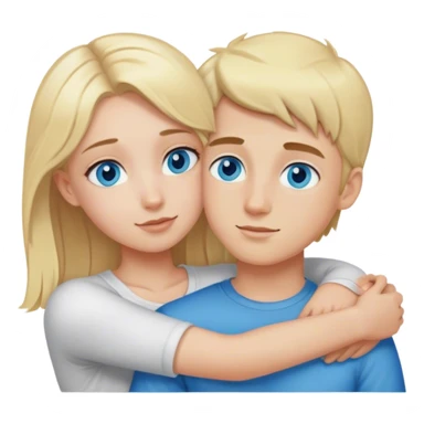 blonde girl cuddling with blonde boy blue eyed sticker