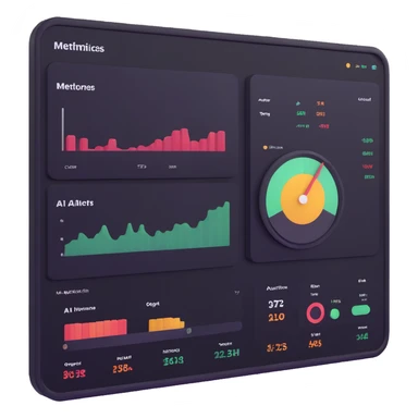 AI operations dashboard with metrics and alerts sticker