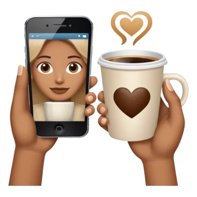 left hand passing a video file, right hand passing a coffee cup, simple, clear, no text sticker