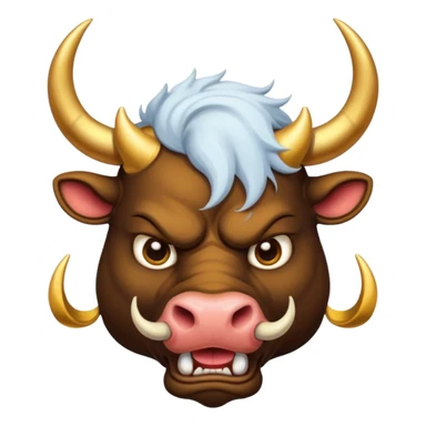 angry winter New Year's with golden horns bull emoji sticker