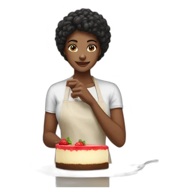 Woman with black hairy Preparing cheescake sticker