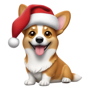 Corgi with Santa hat sticker