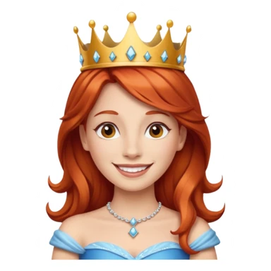 Crea una mujer pelirroja con corona de princesa sticker