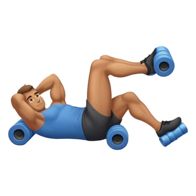 buff guy lying lats down on foam-roller sticker