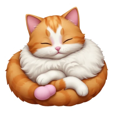 ginger and white small cat curled up with head upside down with eyes closed sticker