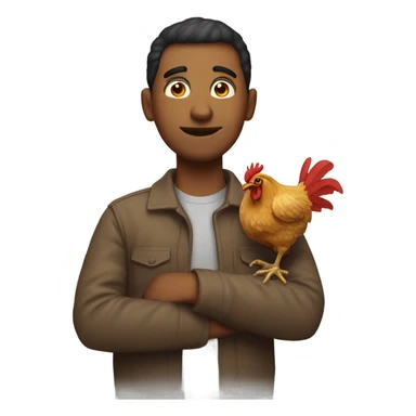 Man with chicken head sticker
