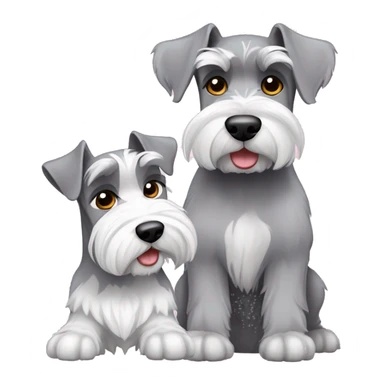 One big gray schnauzer with one small all white schnauzer  sticker