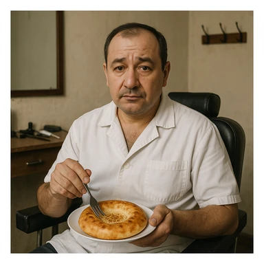 sartarosh xonada shunchaki tarelka v vilka ushlab utirsin tarelkada esa faqat uzbekcha non bulsin kayfiyati xam urtacha bulsin xursan bob ketmasin sticker