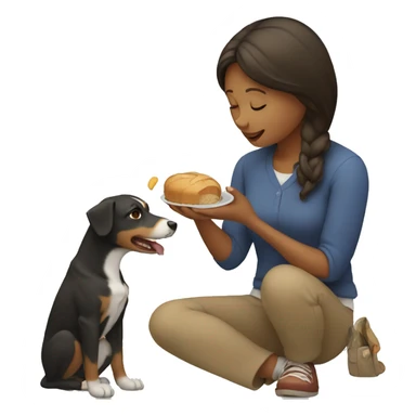 woman feeding dog sticker