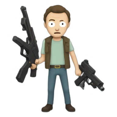 Morty with guns sticker
